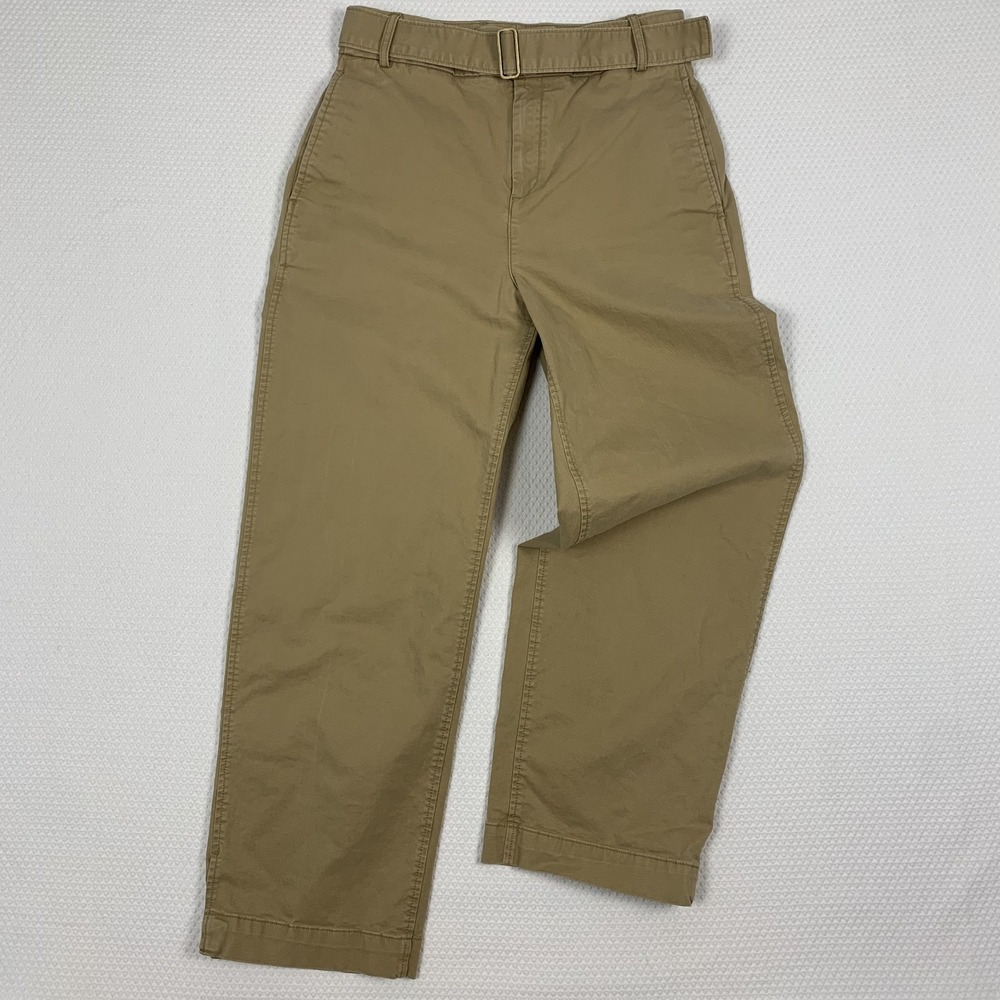 Banana Republic Authentic Chino Pants Womens 8 Khaki Tan Belted Straight Leg